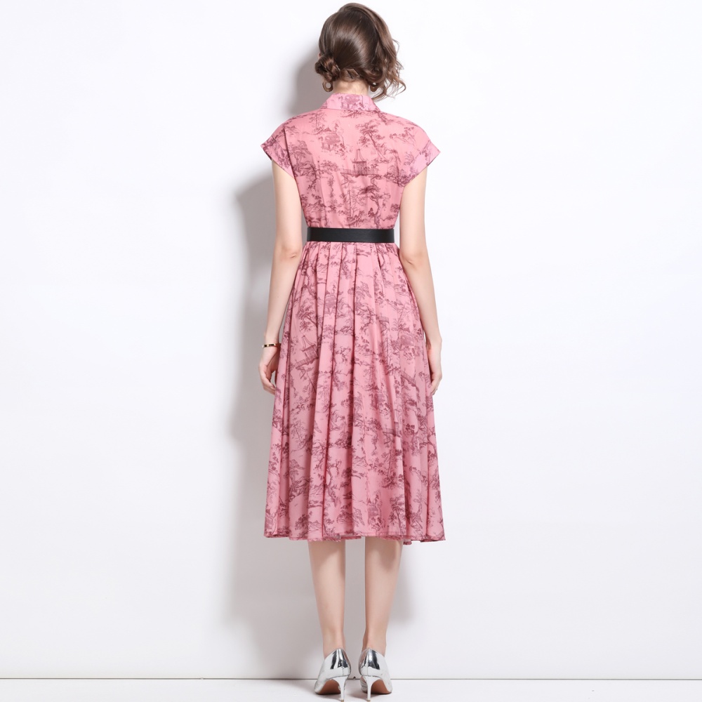 Short sleeve printing long dress summer dress