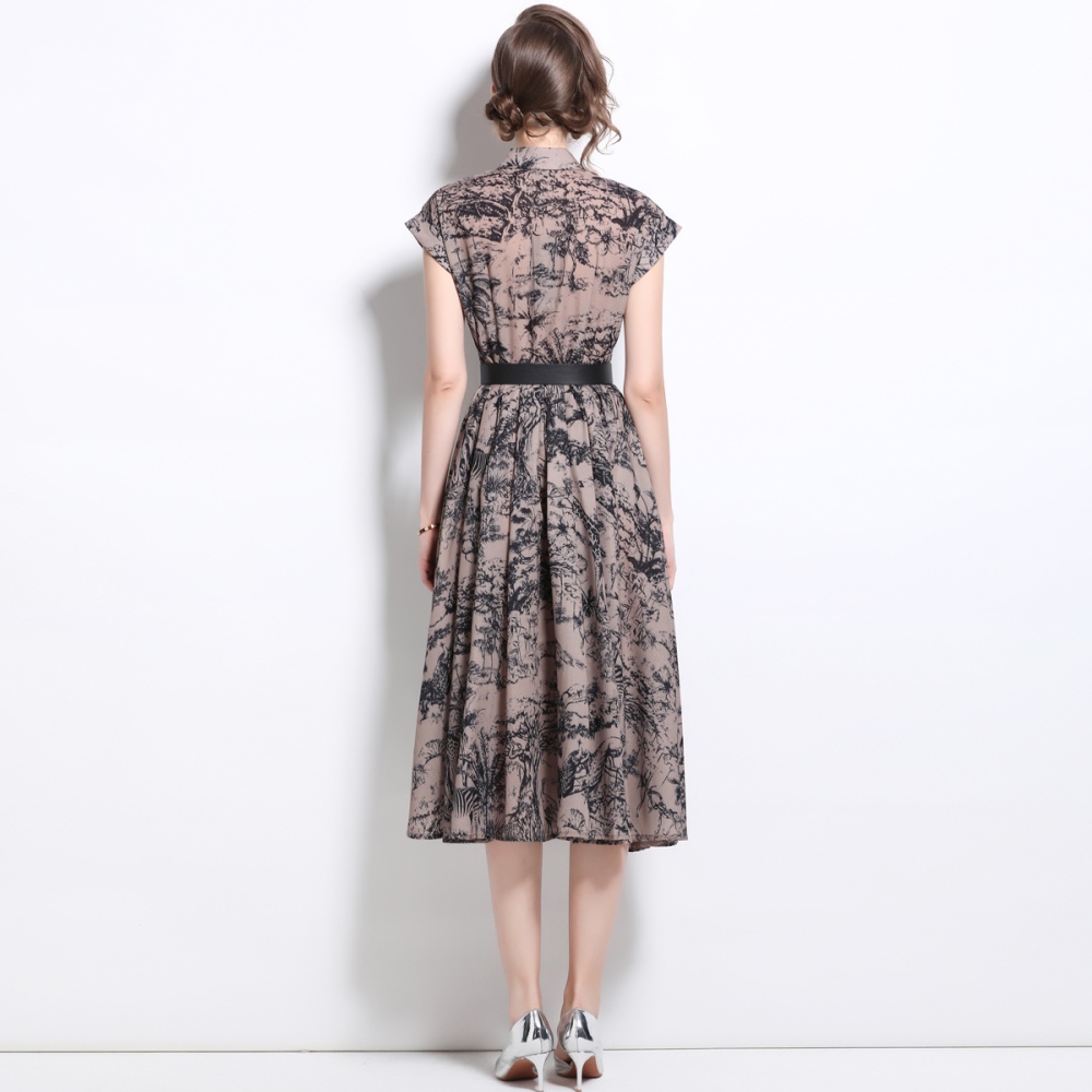 Summer printing shirt short sleeve dress
