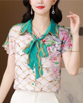 Silk temperament real silk tops fashion summer shirt
