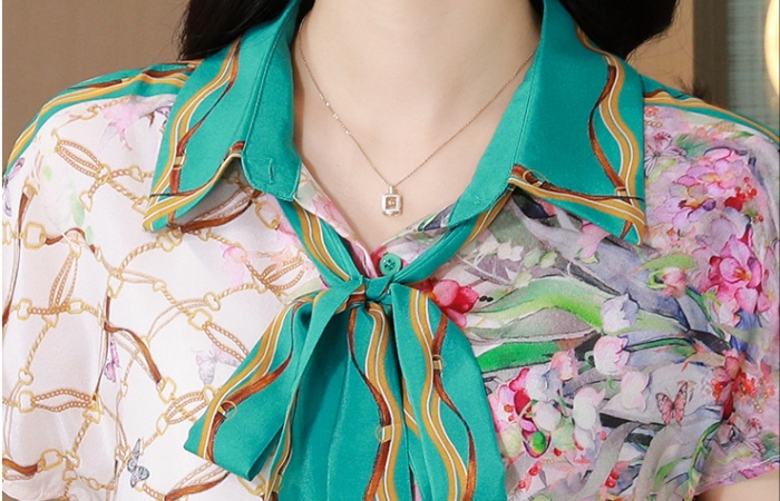 Silk temperament real silk tops fashion summer shirt