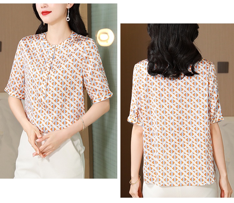 Silk short sleeve shirt temperament real silk tops for women