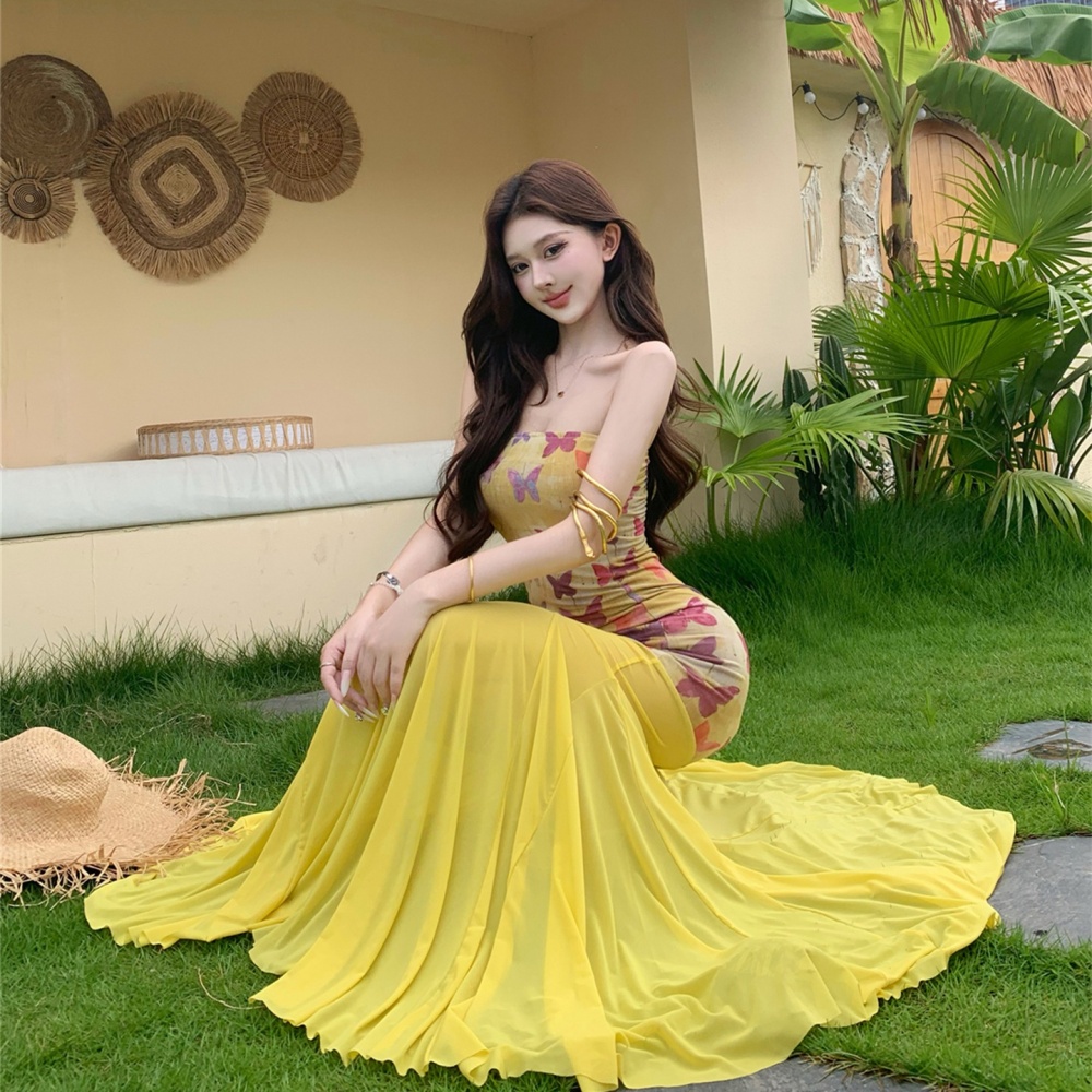 Summer long dress package hip dress for women