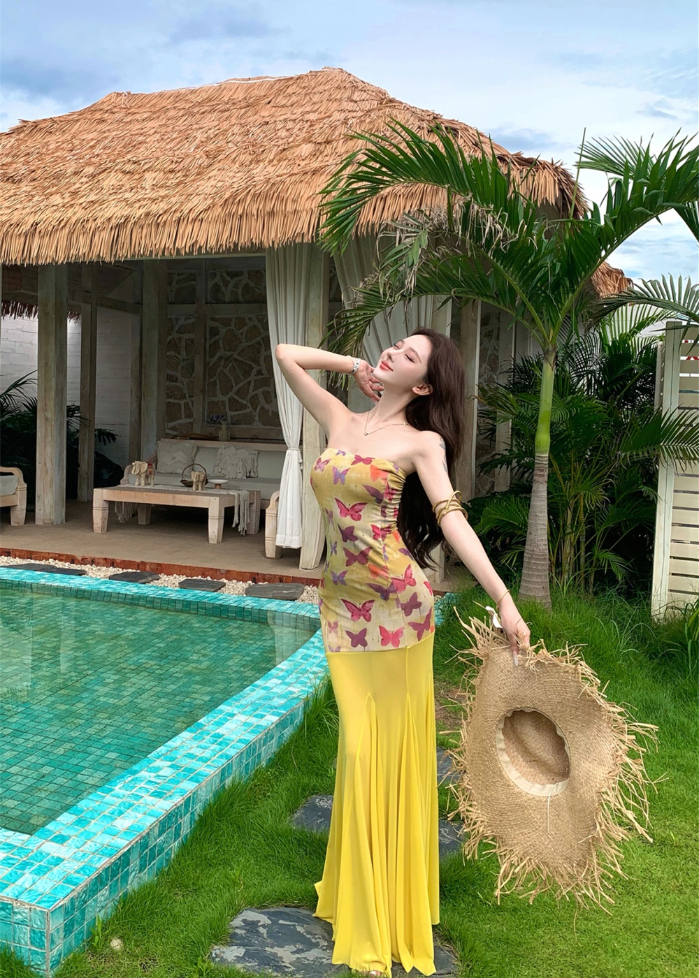 Summer long dress package hip dress for women