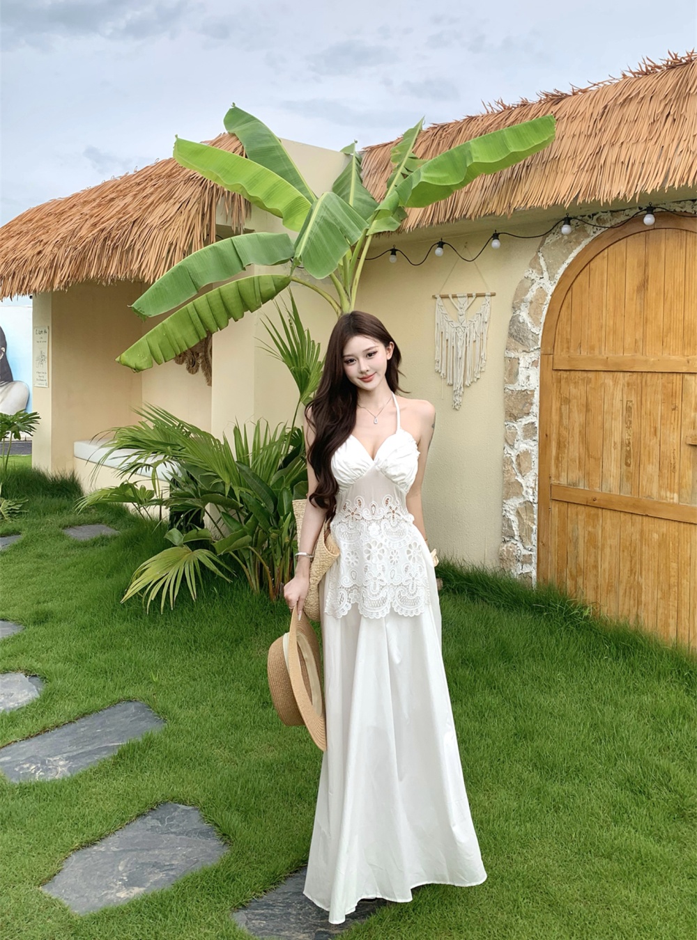 Summer strap dress France style long dress for women