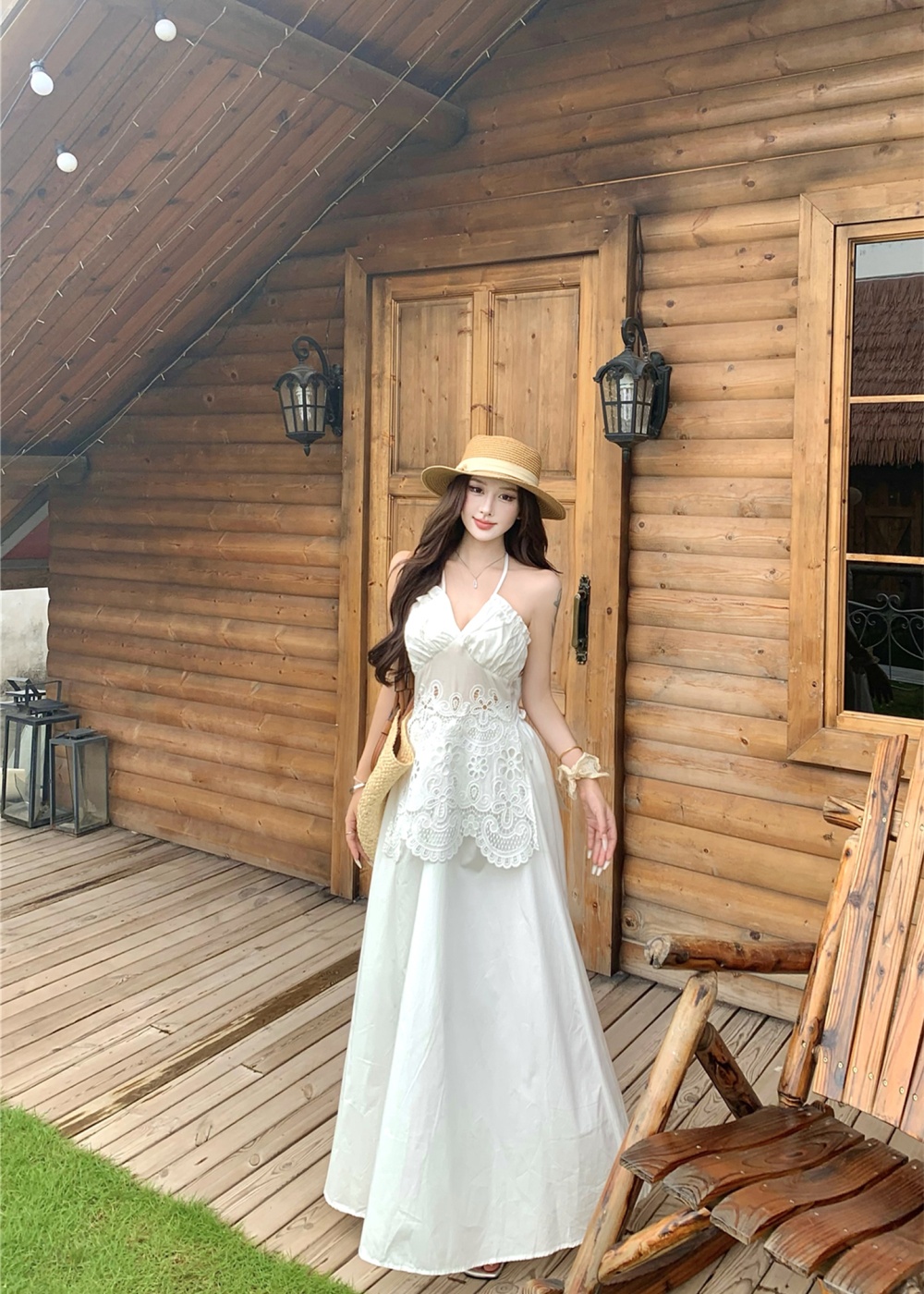 Summer strap dress France style long dress for women