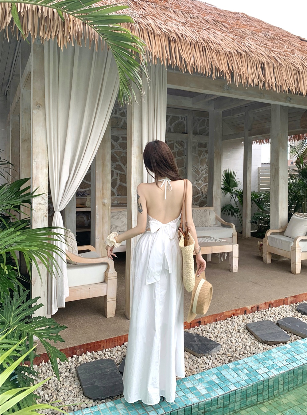 Summer strap dress France style long dress for women