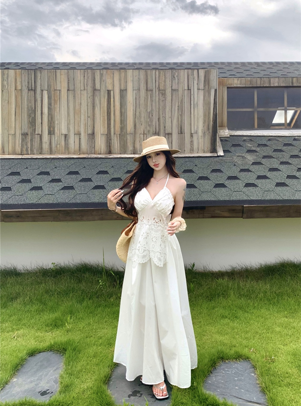 Summer strap dress France style long dress for women