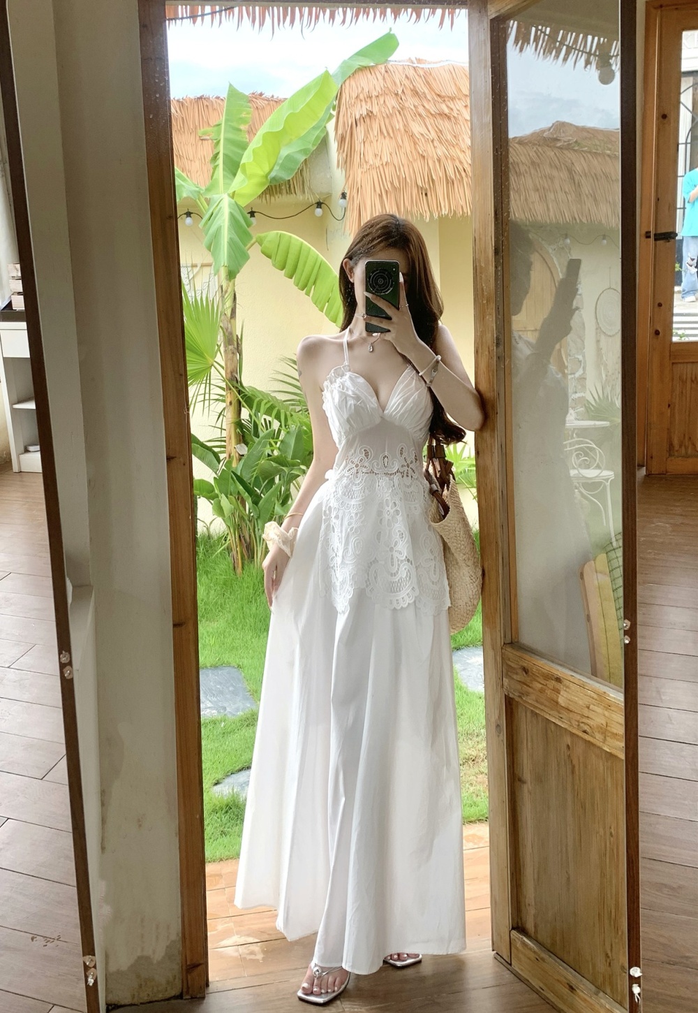Summer strap dress France style long dress for women