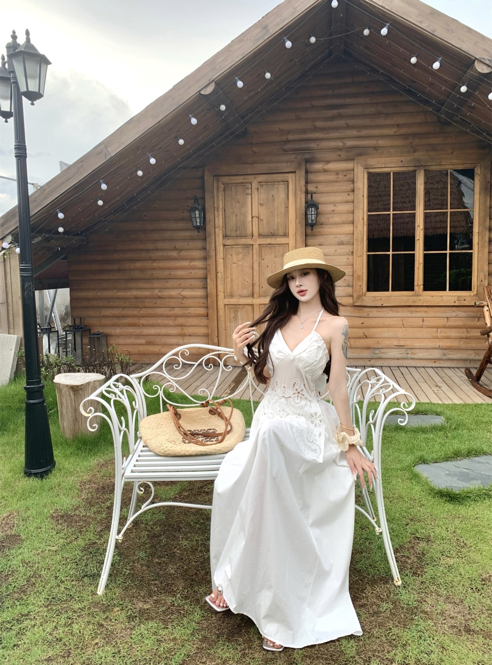 Summer strap dress France style long dress for women
