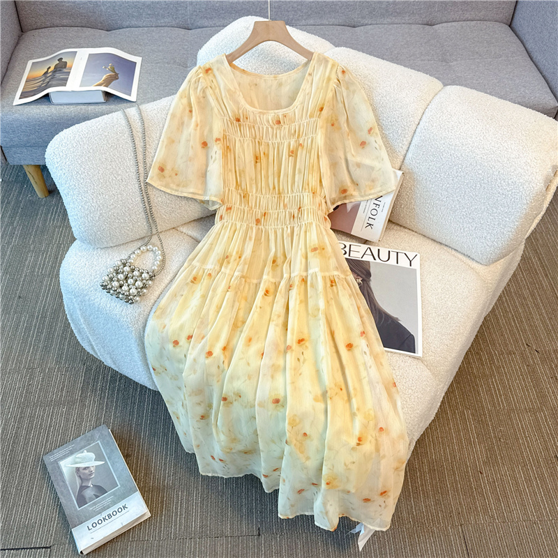 Soft was white long dress Korean style dress