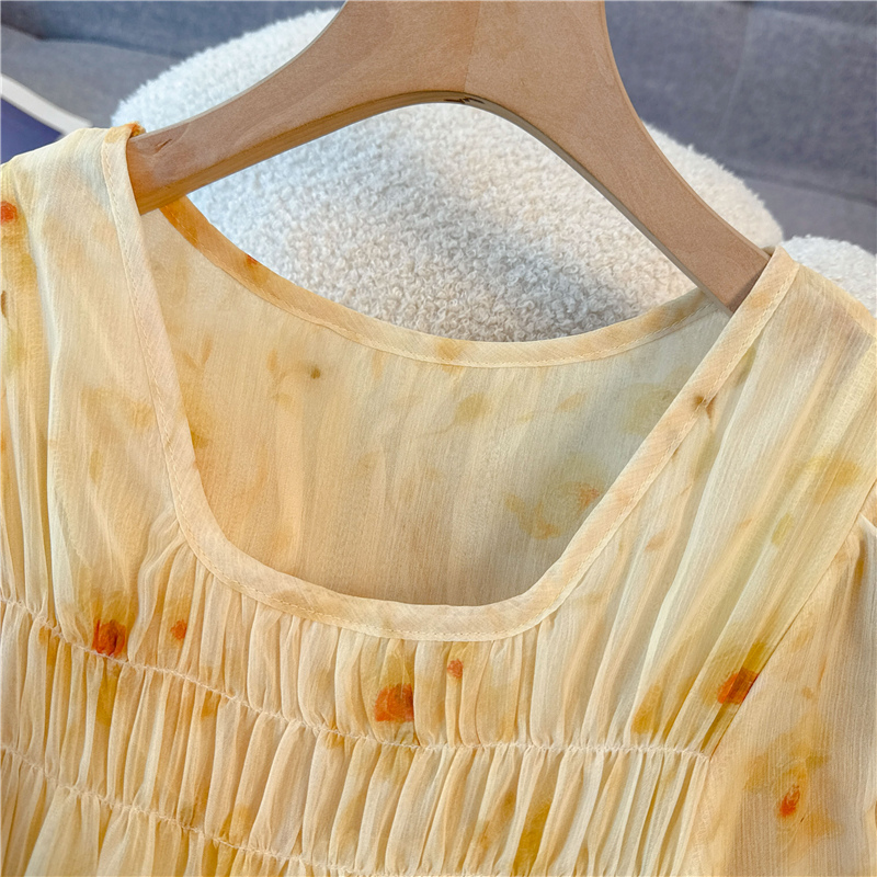 Soft was white long dress Korean style dress