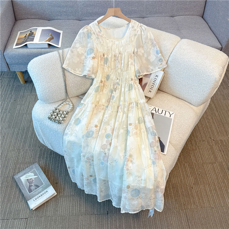 Glaze large yard high waist slim jacquard dress