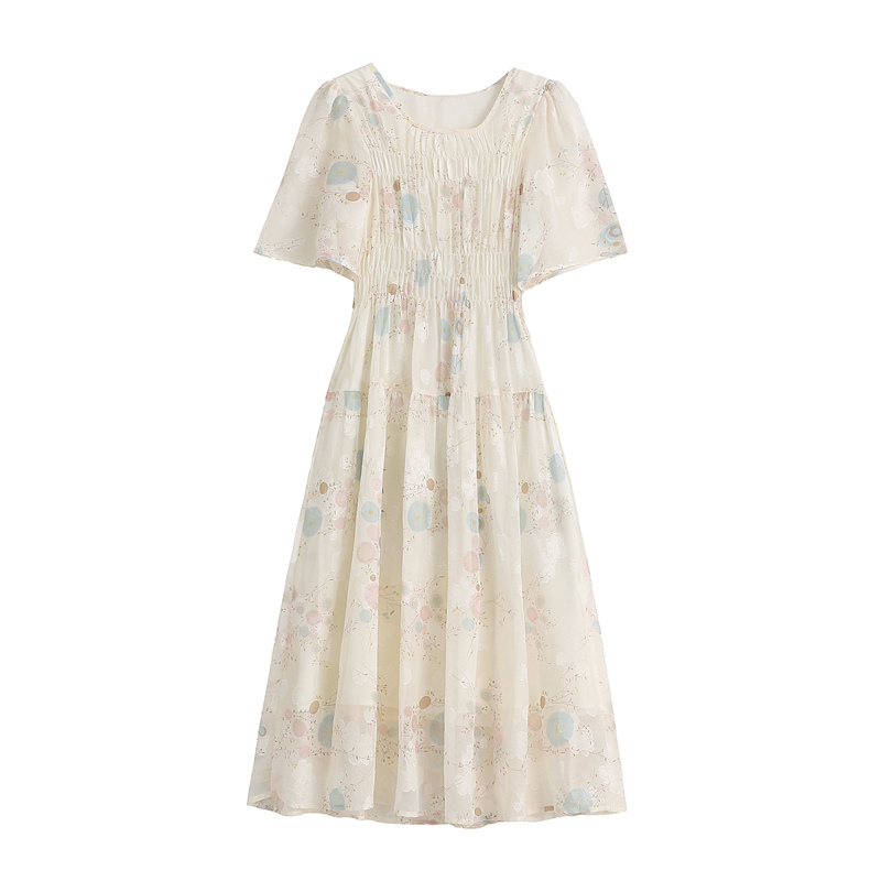 Glaze large yard high waist slim jacquard dress