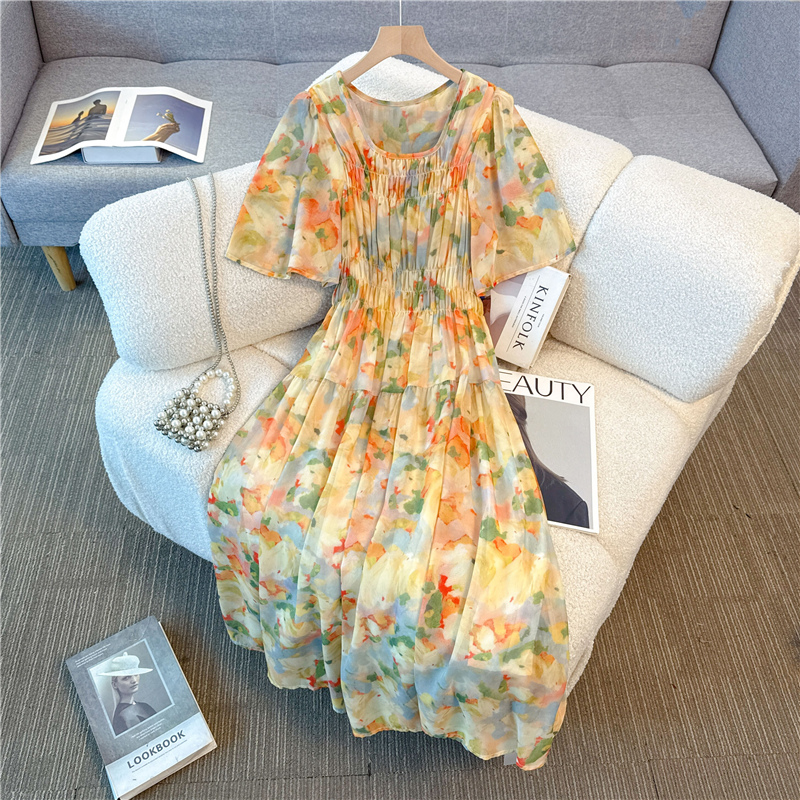Light vacation Cover belly soft slim high waist thin dress