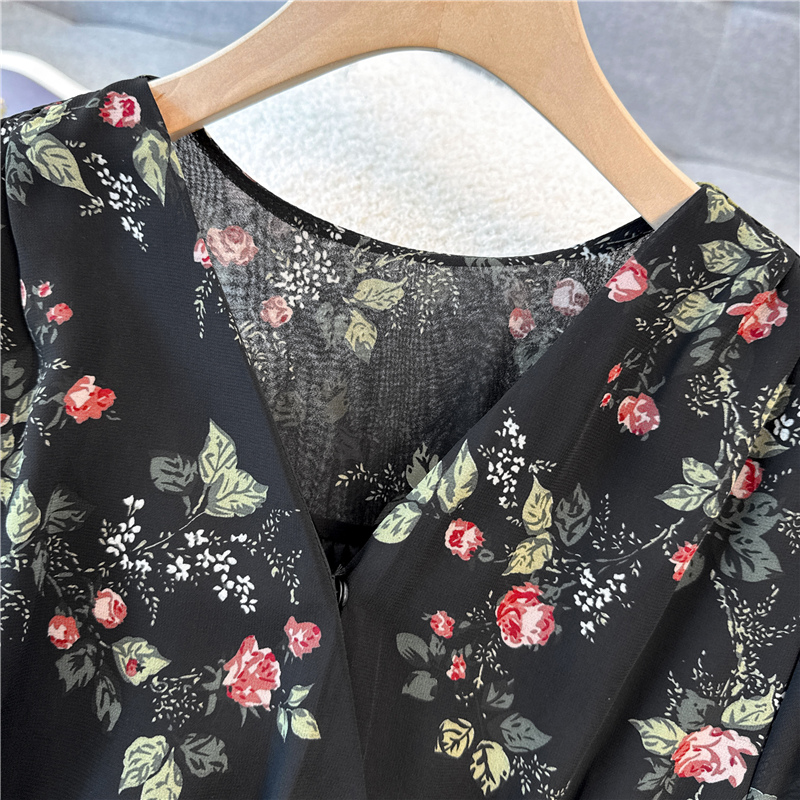 V-neck Cover belly large yard long high waist dress