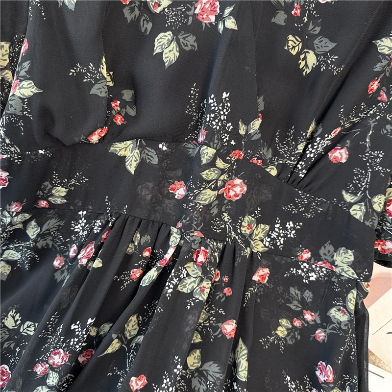 V-neck Cover belly large yard long high waist dress