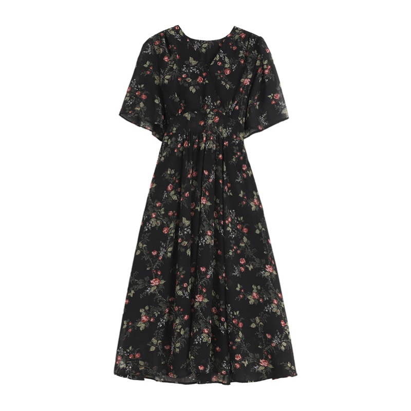 V-neck Cover belly large yard long high waist dress