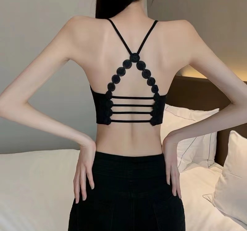 Hollow beauty back sling wrapped chest lace vest
