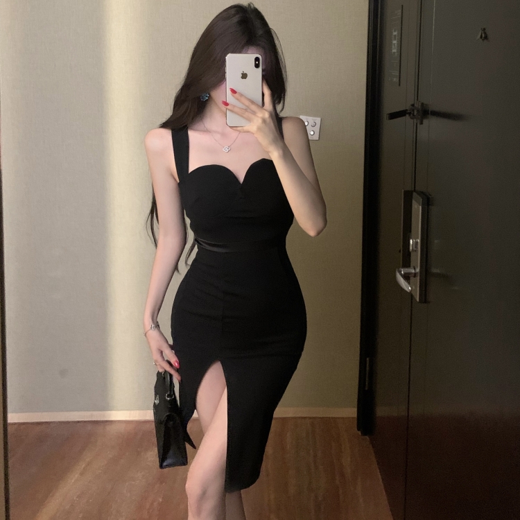 Spicegirl slim sling T-back package hip split dress