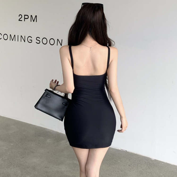 Knitted pure sling hollow short bandage dress