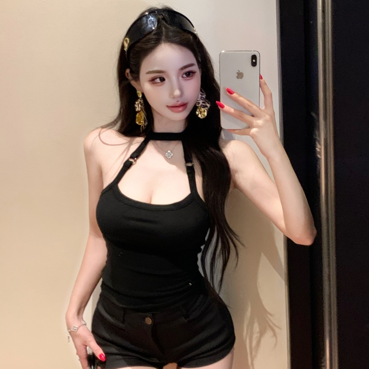 Strapless knitted summer pure sling short spicegirl vest