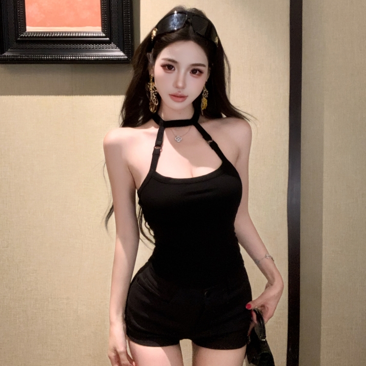 Strapless knitted summer pure sling short spicegirl vest