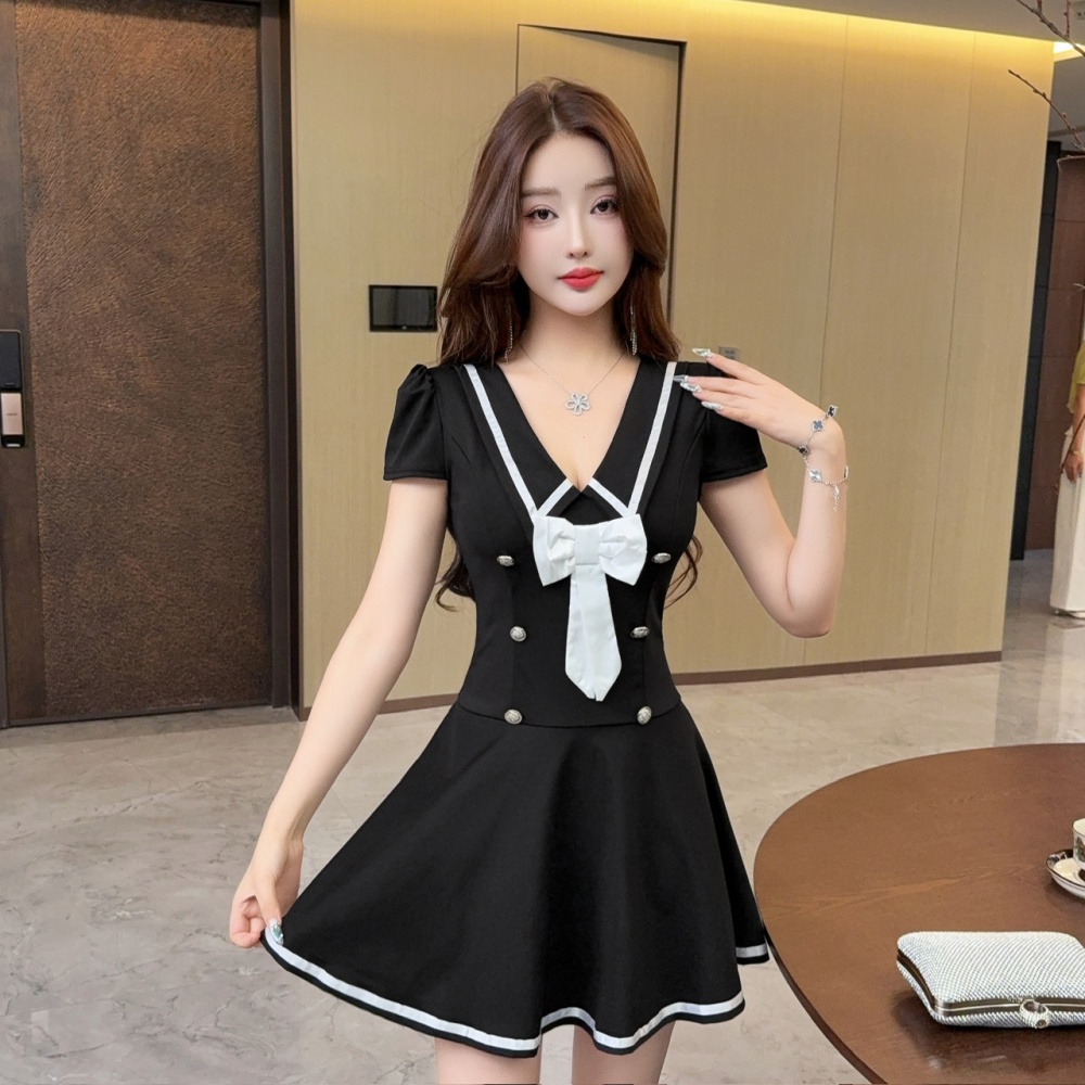 Low-cut Woolen dress sexy dress
