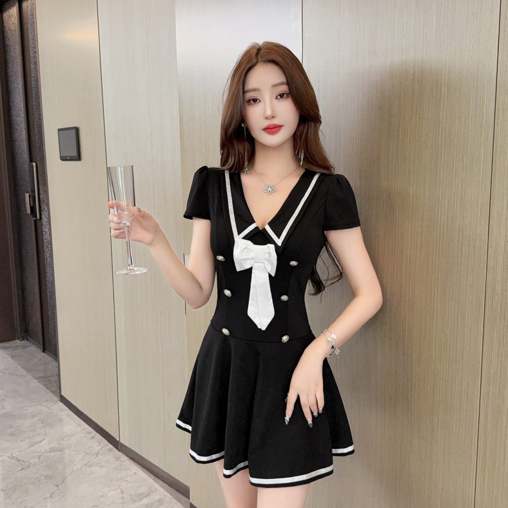 Low-cut Woolen dress sexy dress