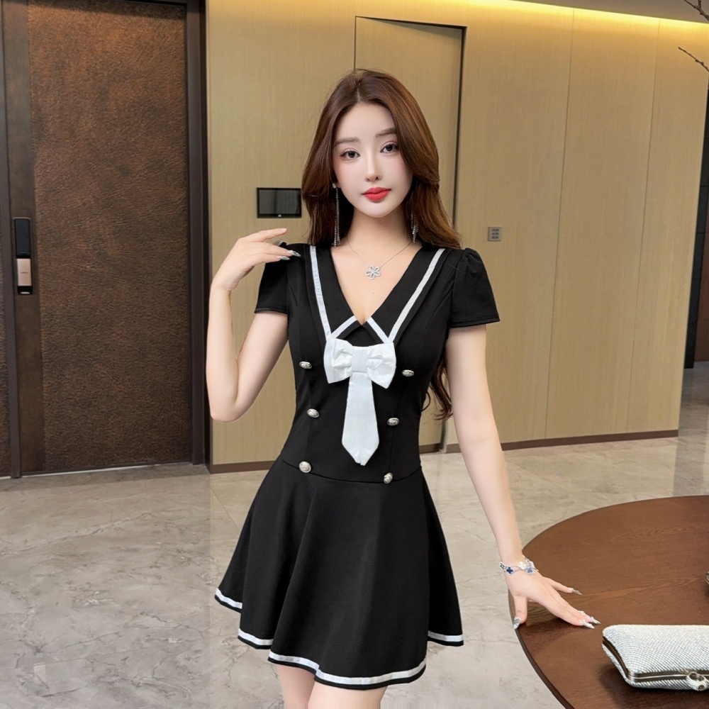 Low-cut Woolen dress sexy dress