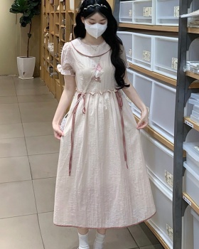Summer embroidered lovely doll collar maiden pink dress