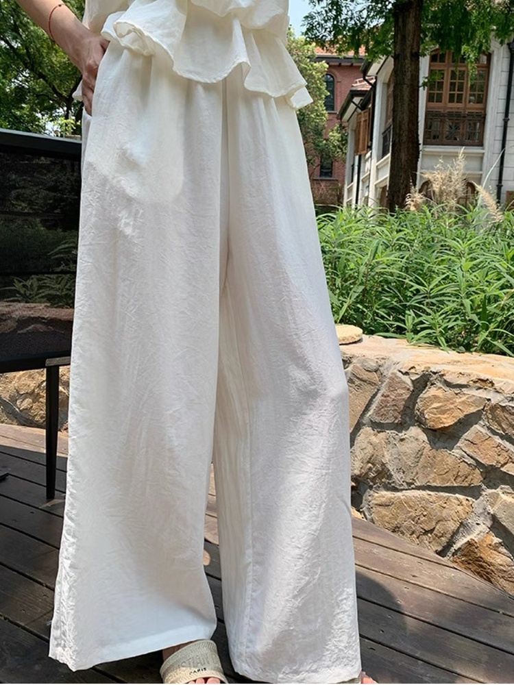 Lotus leaf edges vest long pants 2pcs set for women