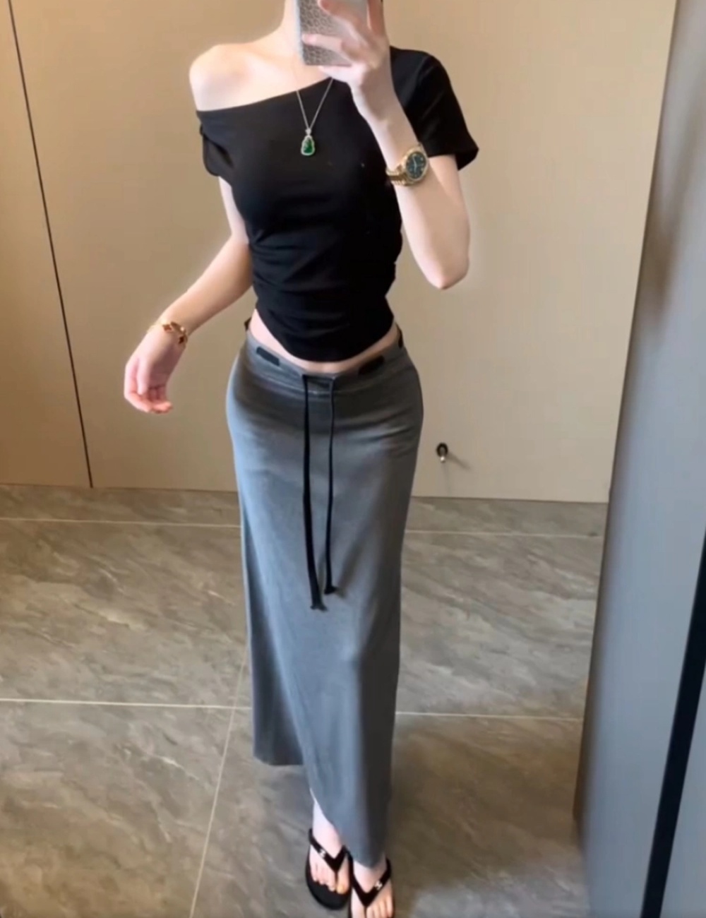 Spicegirl enticement skirt knitted T-shirt 2pcs set