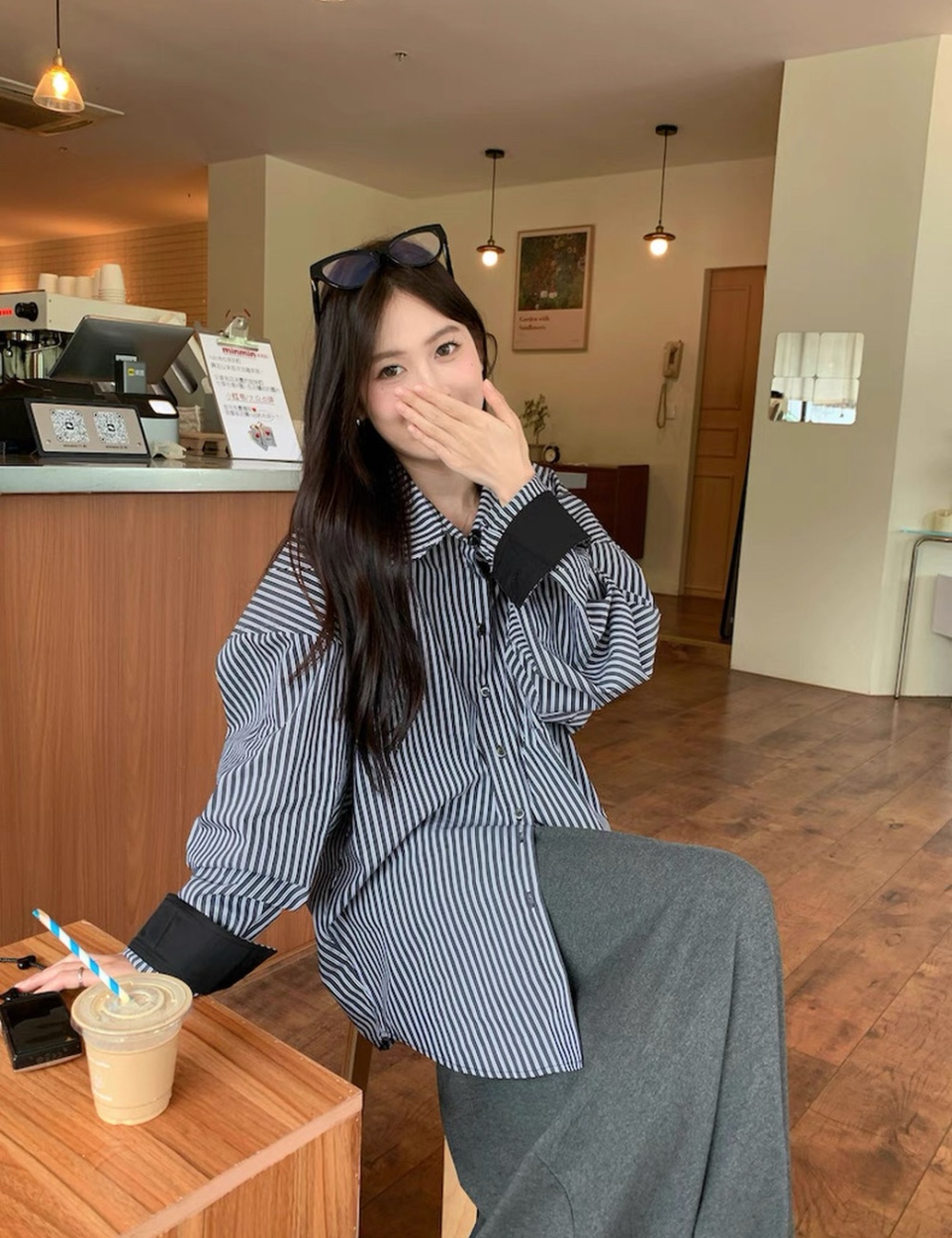 Casual skirt temperament shirt 2pcs set for women