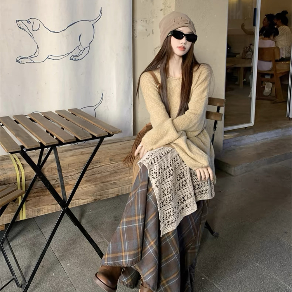 Travel sweater national style skirt 2pcs set for women