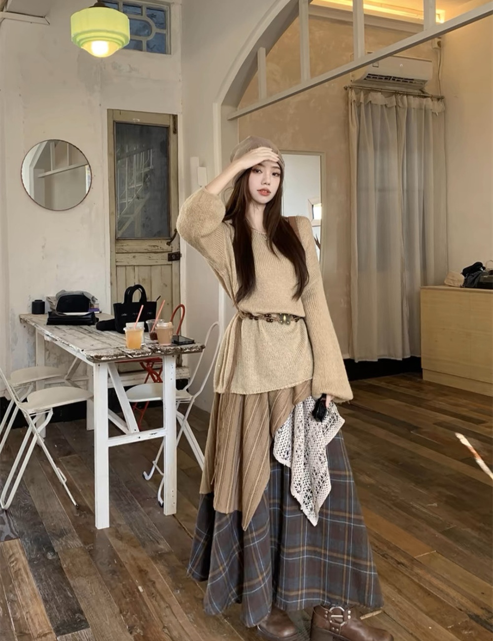Travel sweater national style skirt 2pcs set for women
