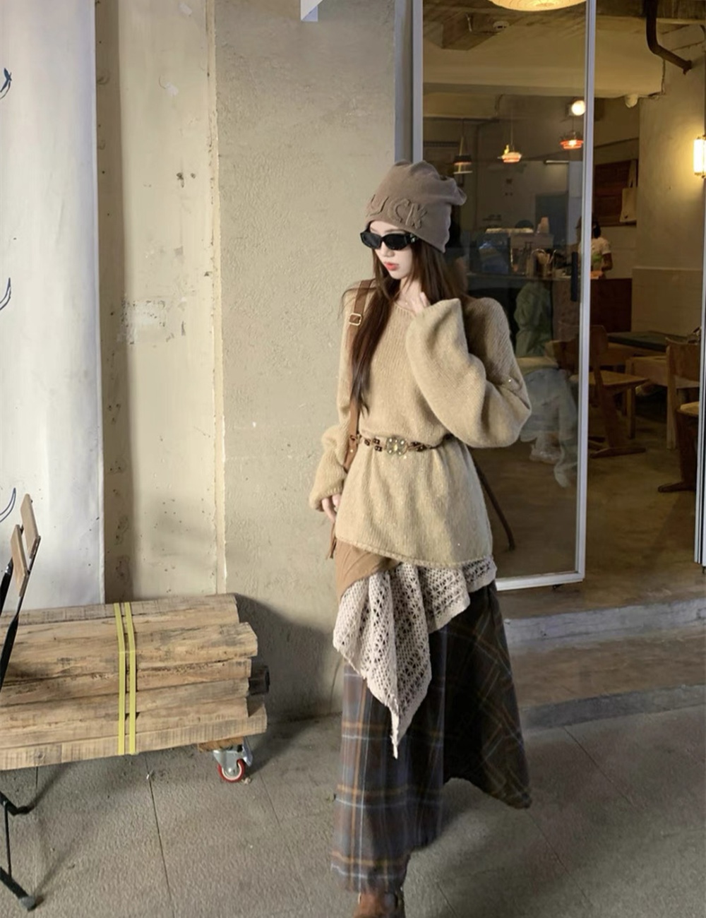 Travel sweater national style skirt 2pcs set for women