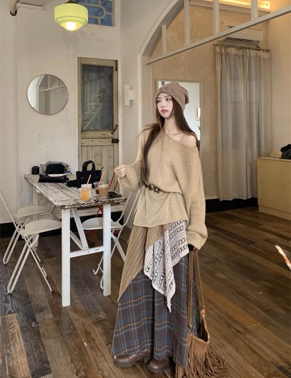 Travel sweater national style skirt 2pcs set for women