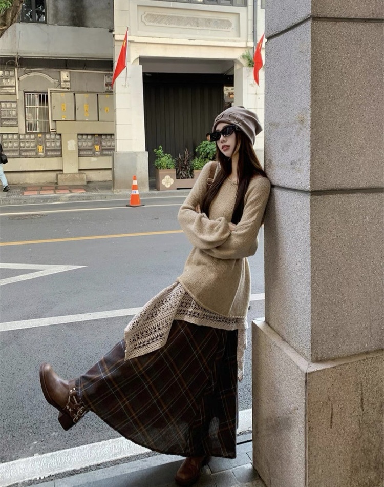 Travel sweater national style skirt 2pcs set for women
