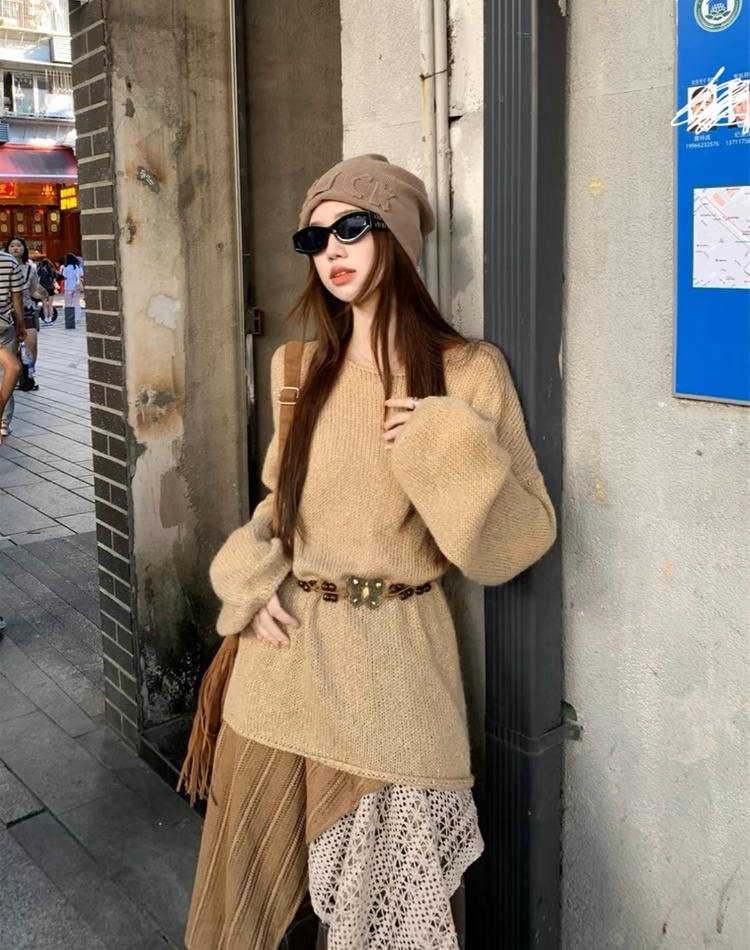 Travel sweater national style skirt 2pcs set for women