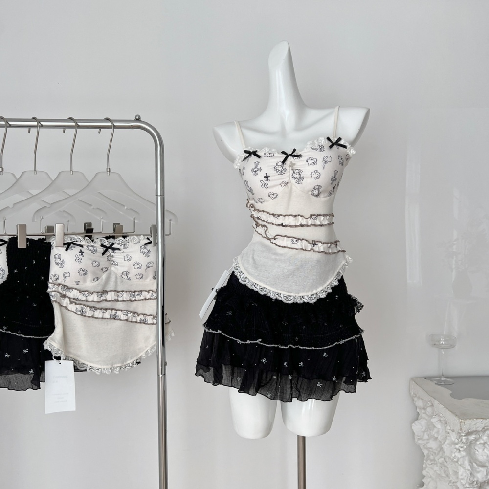 Sling tops enticement short skirt a set for women
