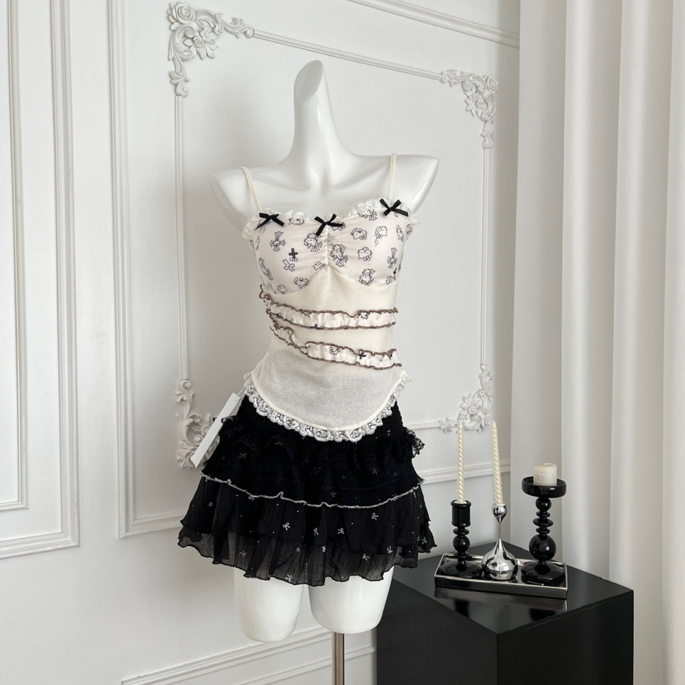 Sling tops enticement short skirt a set for women