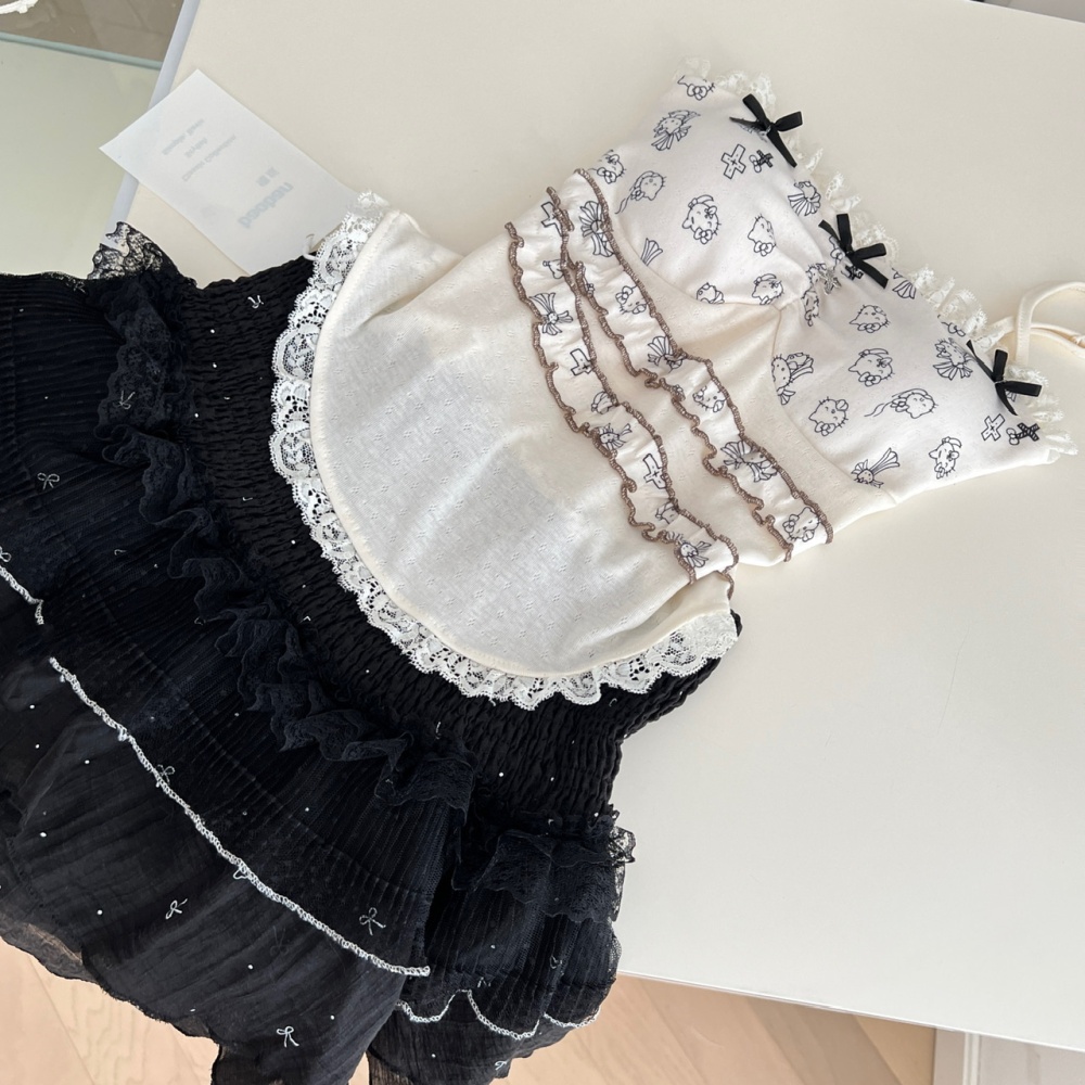 Sling tops enticement short skirt a set for women