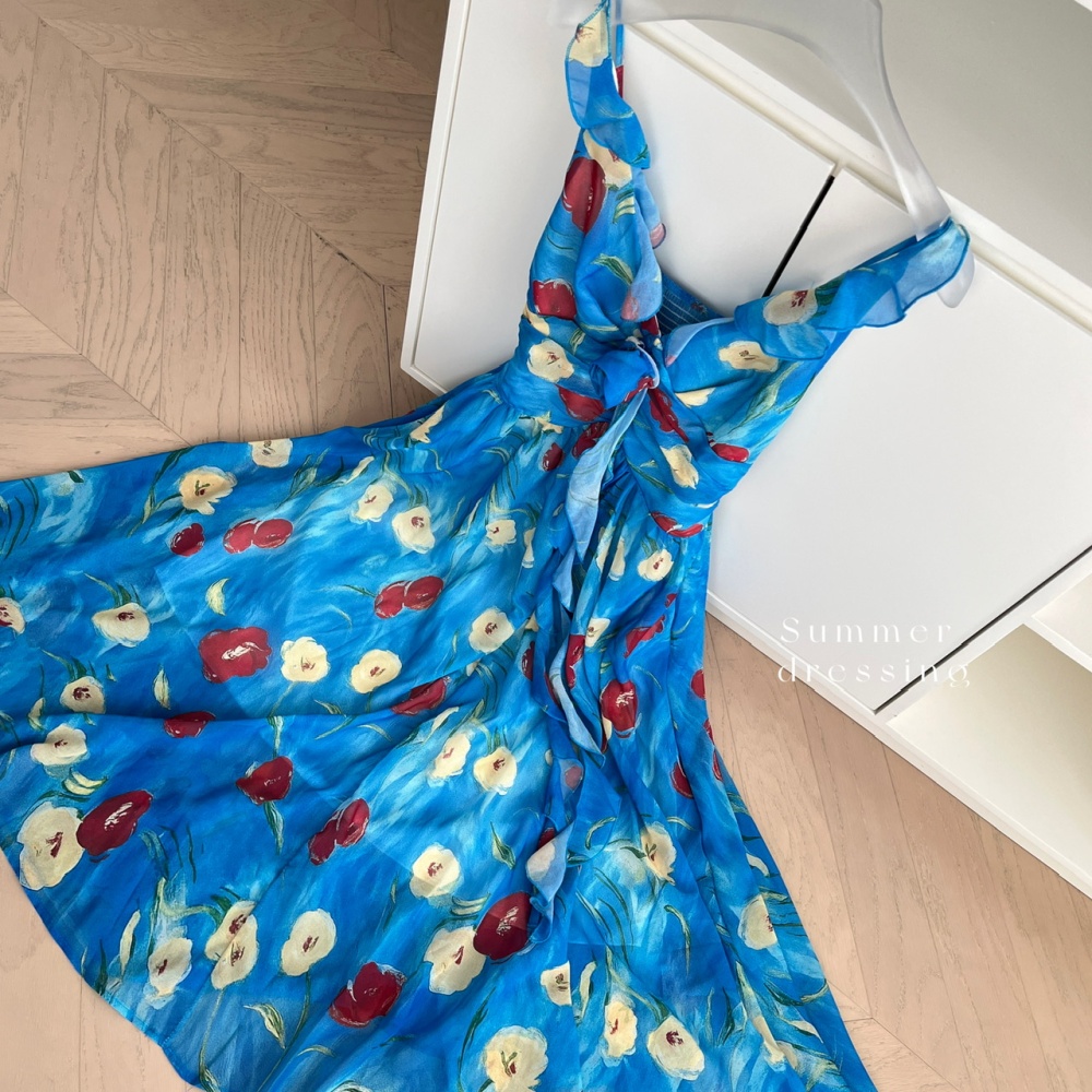 Pinched waist V-neck long dress paris dress for women