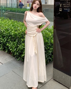 France style summer skirt fold tops 2pcs set for women