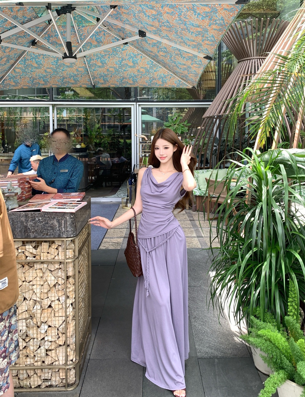 France style summer skirt fold tops 2pcs set for women