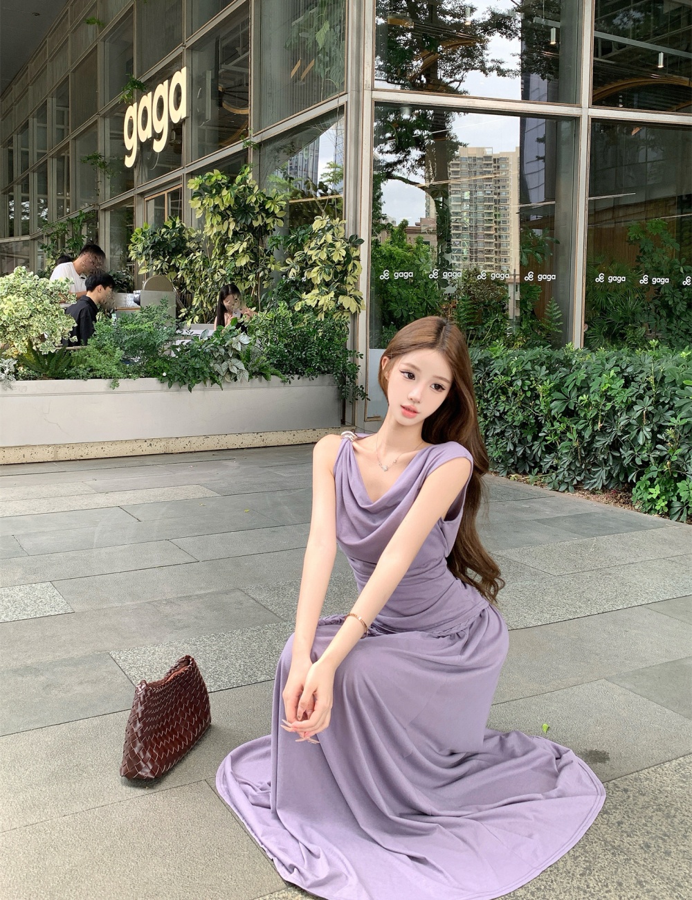 France style summer skirt fold tops 2pcs set for women