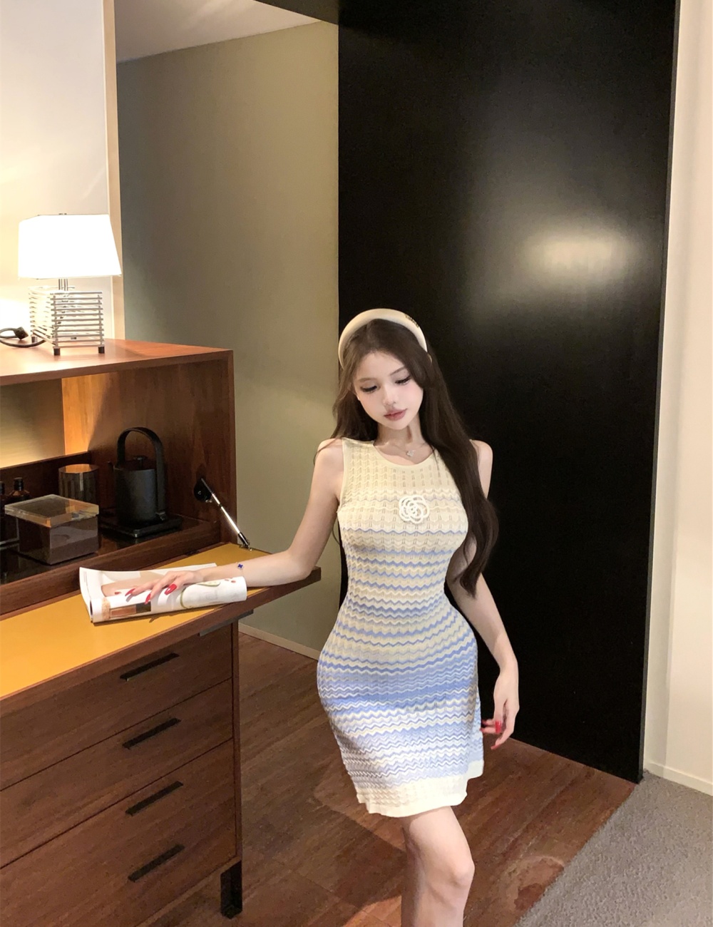 Short knitted vest temperament summer dress