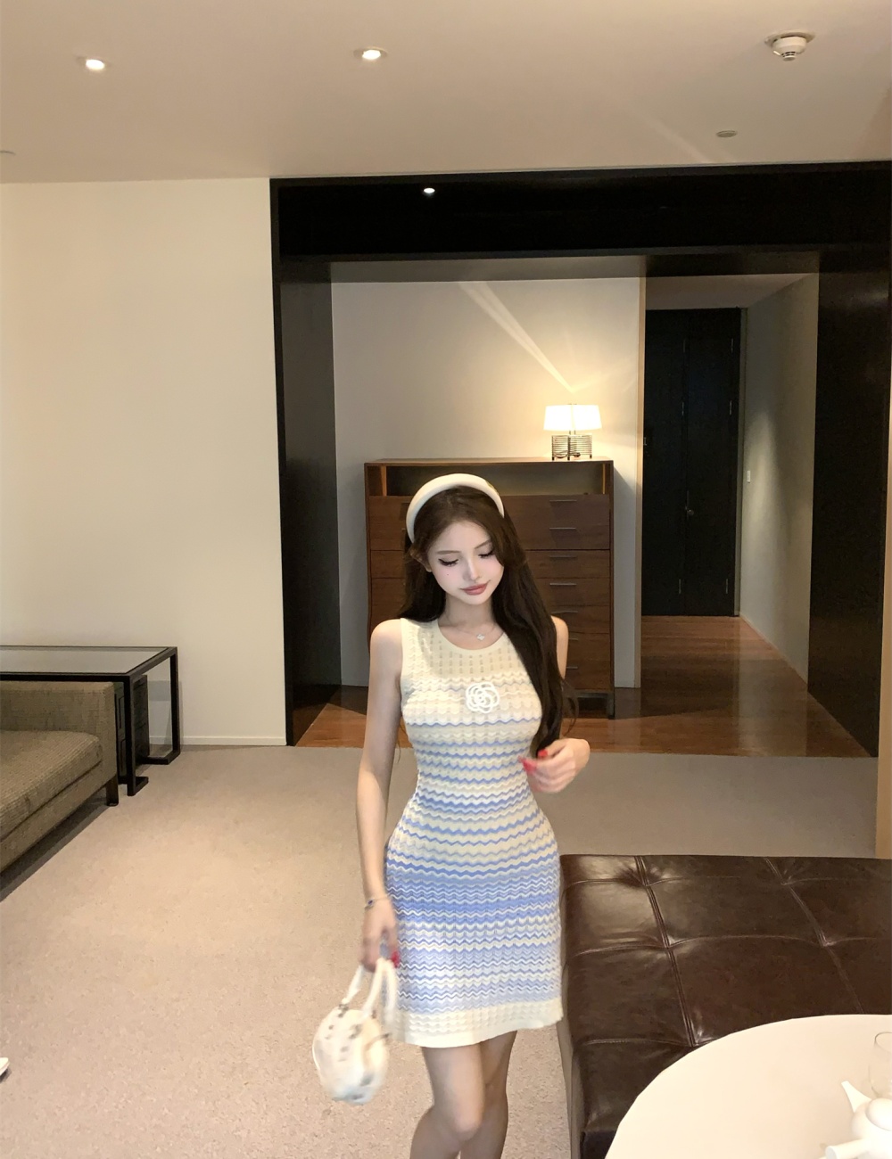 Short knitted vest temperament summer dress