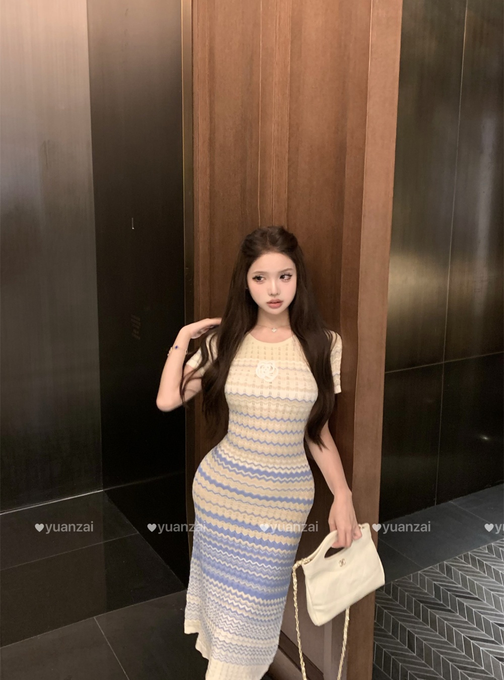 Long summer temperament dress knitted sleeveless vest