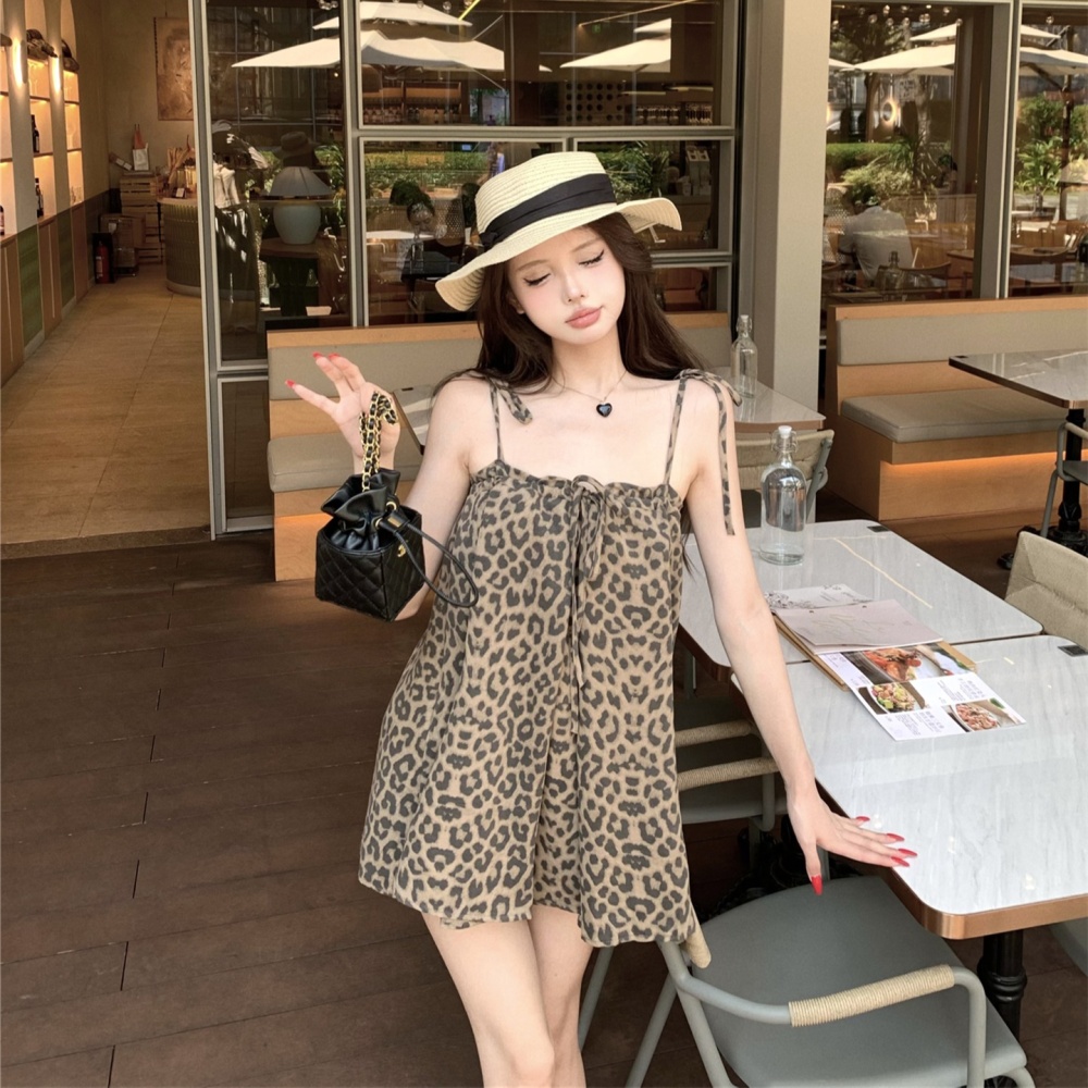 Leopard unique tops sling small shirt